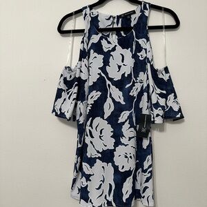 INC International Concepts Navy and White Floral Blouse